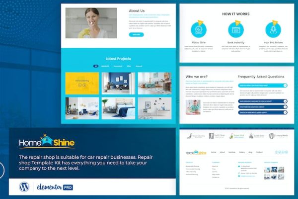 HomeShine - Cleaning & Laundry  Elementor Template Kit