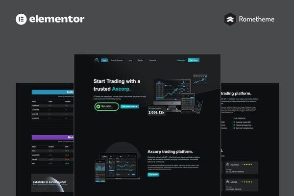 Axcorp - Trading & Investment Company Elementor Pro Full Site Template Kit