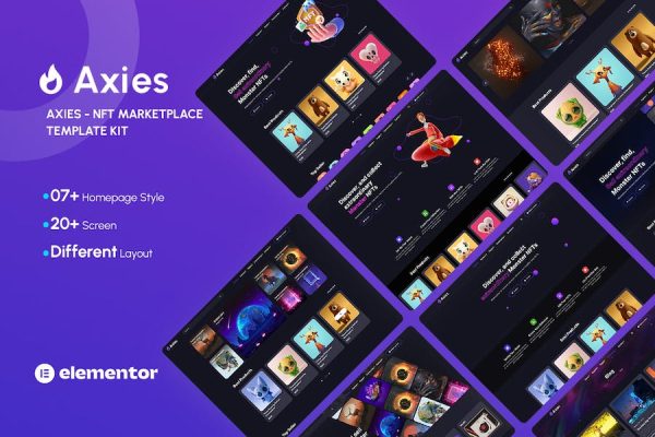 Axies ? NFT Portfolio Elementor Template Kit