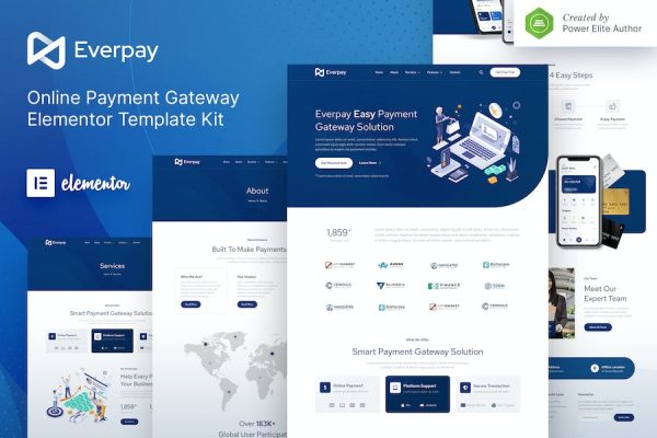 Everpay ? Online Payment Gateway & Fintech Elementor Template Kit