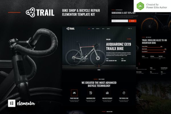 Trail ? Bike Shop & Bicycle Repair Elementor Template Kit