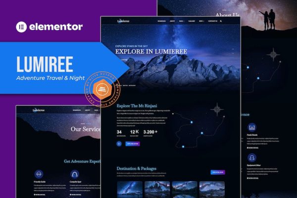 Lumieree -  Adventure Travel & Night Camping Elementor Template Kit
