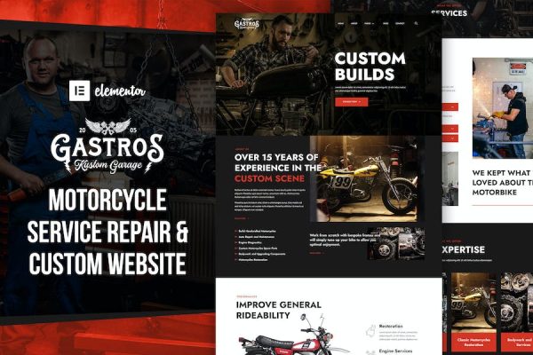 Gastros Garage - Motorcycle Service Repair  Elementor Template Kit