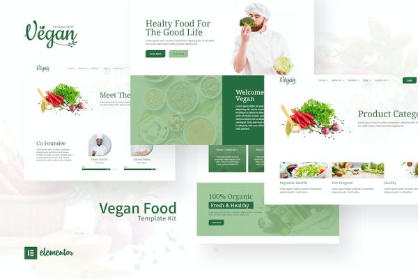 Vegan Restaurant Elementor Template Kit
