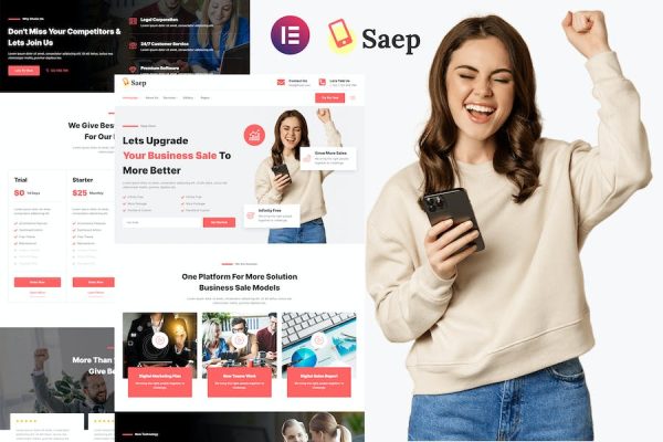 Saep - eCommerce App SaaS Showcase Elementor Template Kit