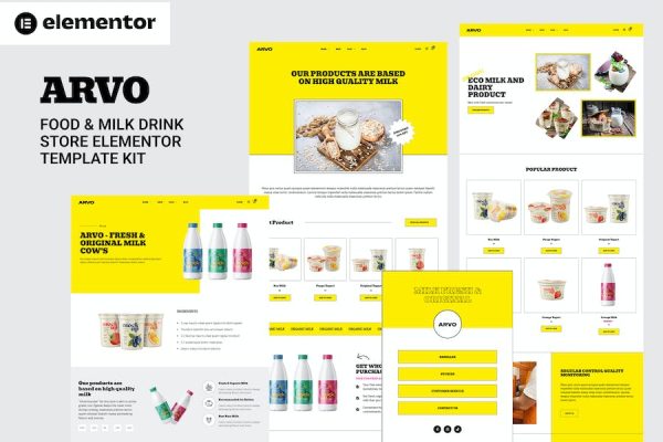 Arvo - Food & Milk Drink Store Elementor Template Kit