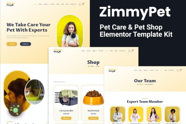 ZimmyPet - Pet Care & Store Elementor Template Kit