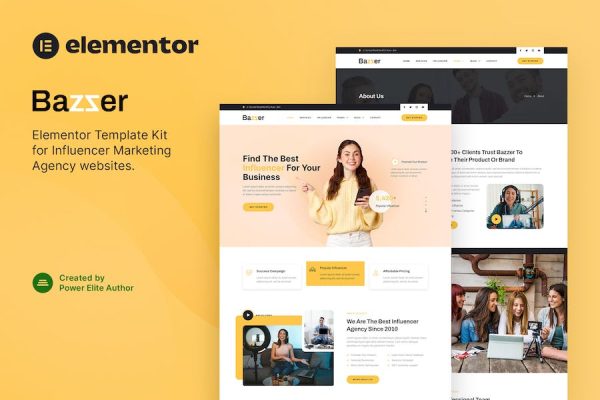 Bazzer ? Influencer Marketing Agency Elementor Template Kit
