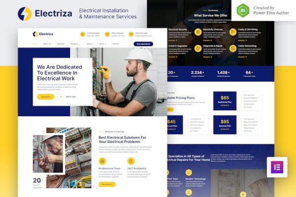 Electriza ? Electrical Installation & Maintenance Services Elementor Template Kit