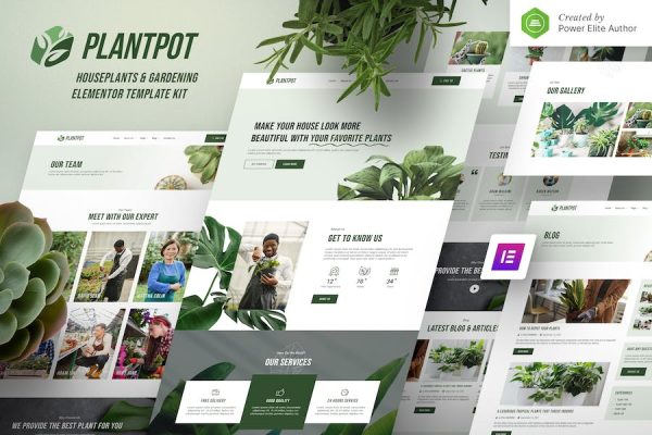 Plantpot ? Houseplants & Gardening Elementor Template Kit