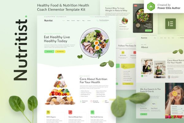 Nutritist ? Healthy Food & Nutrition Coach Elementor Template Kit