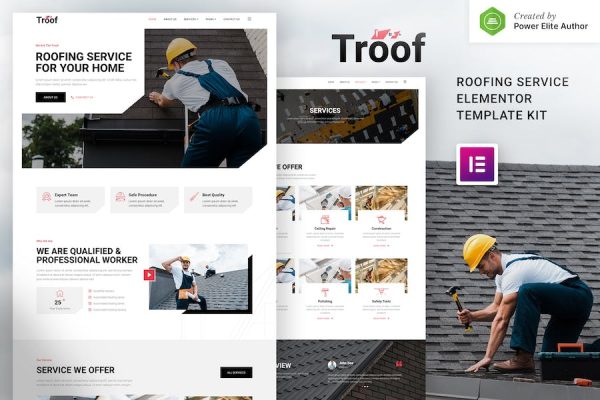 Troof ? Roofing Service Elementor Template Kit
