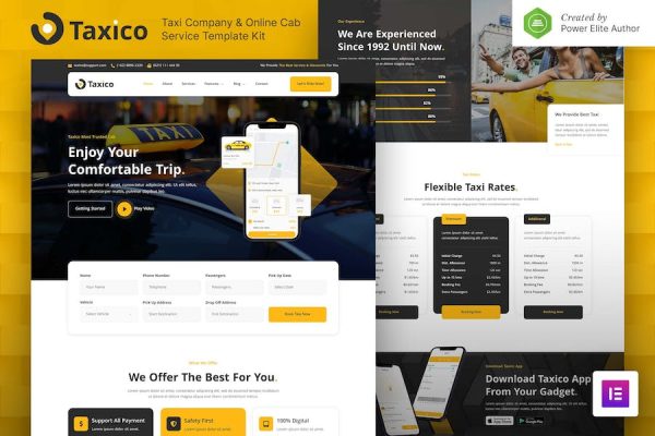 Taxico ? Taxi Company & Online Cab Service Elementor Template Kit
