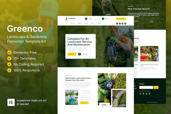 Greenco ? Landscaping & Gardening Elementor Template Kit