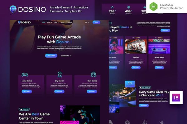 Dosino ? Arcade Games & Attractions Elementor Template Kit