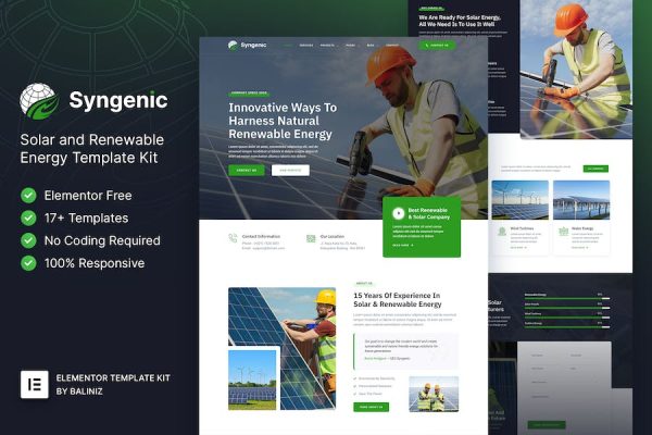 Syngenic - Solar & Renewable Energy Elementor Template Kit