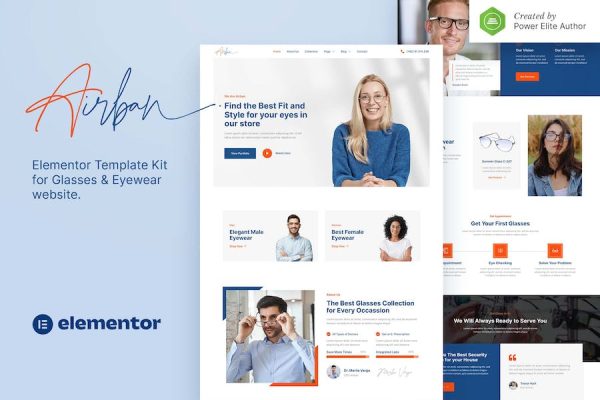 Airban ? Glasses & Eyewear Elementor Template Kit