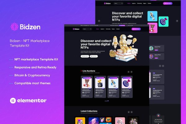 Bidzen ? NFT Sales Elementor Template Kit