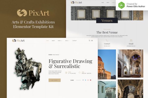 Pixart ? Arts & Crafts Exhibition Elementor Template Kit