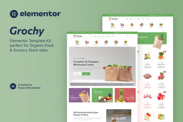 Grochy ? Organic Food & Grocery Store Elementor Template Kit