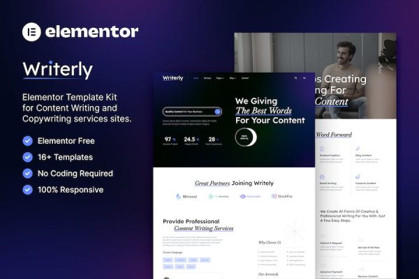 Writerly ? Content Writing & Copywriting Elementor Template Kit