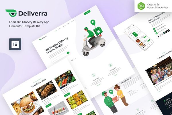 Deliverra ? Food & Grocery Delivery App Elementor Template Kit
