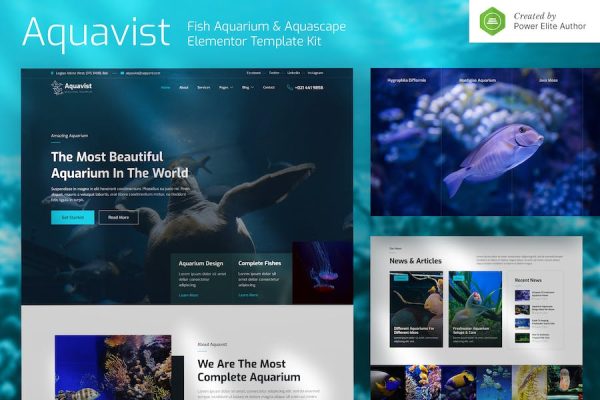 Aquavist ? Fish Aquarium & Aquascape Elementor Template Kit