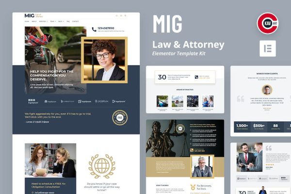 Mig - Law & Attorney Elementor Template Kit