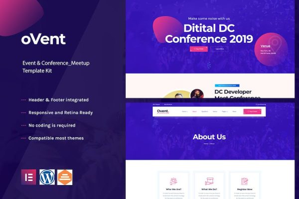 Ovent - Event Conference & Meetup  Elementor Template Kit