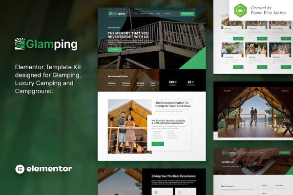 Glamping ? Luxury Camping & Campground Elementor Template Kit