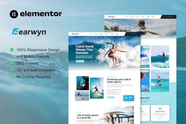 Earwyn - Water Sports & Surfing Elementor Pro Template Kit