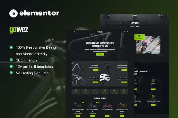 Gowez - WooCommerce Bike Shop & Bike Service Elementor Template Kit