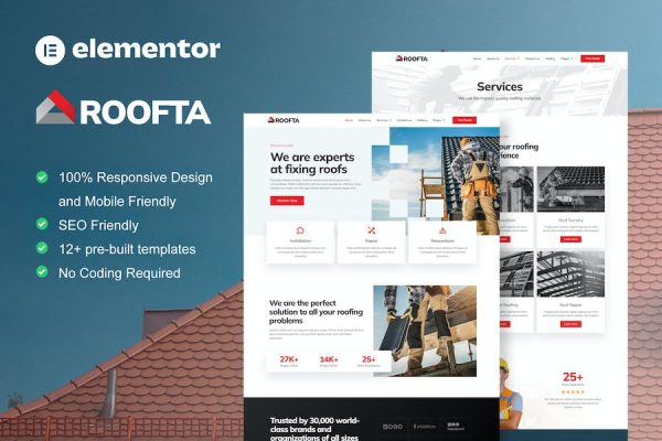 Roofta - Roofing Services Elementor Template Kit