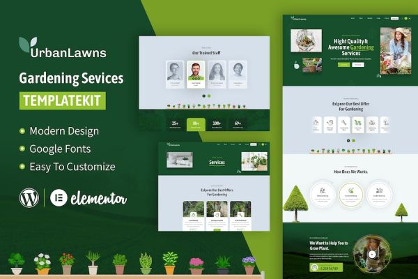 Urban Lawns - Gardening Elementor Template Kit