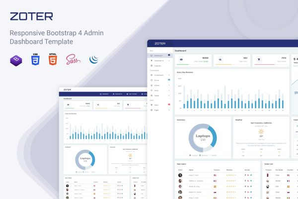 Download Admin - Admin Dashboard Template Zoter Zoter is a bootstrap 4 based fully responsive admin template.