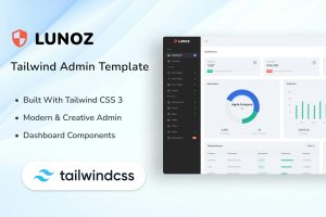 Download Admin Template & Dashboard Tailwind UI Kit - Lunoz Responsive and customizable Admin templates and Dashboard Tailwind CSS UI kits