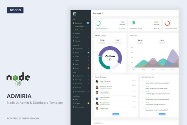 Download Admiria - Node Js Admin & Dashboard Template Admiria Node js ( EJS – embedded js ) is a bootstrap 5 beta-2 based fully responsive admin template.