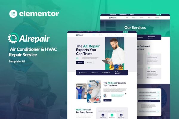 Download Airepair - Air Conditioner Repair Service Elementor Template Kit