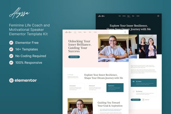 Download Alyssa – Feminine Life Coach & Motivational Speaker Elementor Template Kit