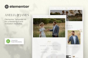 Download Amelia & James – Wedding Invitation Elementor Template Kit