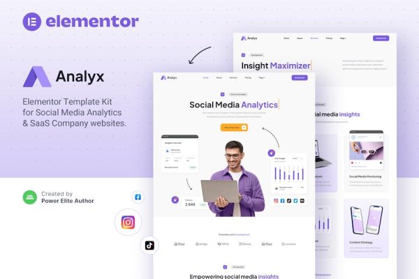 Download Analyx – Social Media Analytics & SaaS Company Elementor Template Kit