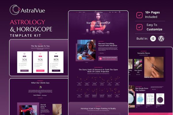 Download AstralVue - Astrology & Horoscope Elementor Template Kit