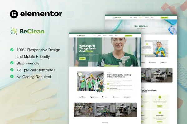 Download BeClean - Cleaning Service Company Elementor Pro Template Kit
