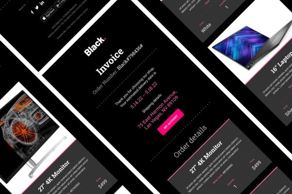 Download Black - Notification Email Templates Black - Notification & Transactional Email Templates with Online Builder