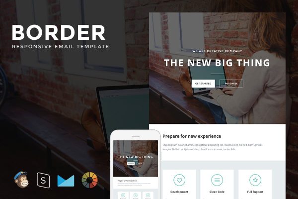 Download Border - Responsive Email + StampReady Builder Border is clean and modern email template is awesome design for your corporate and business email.
