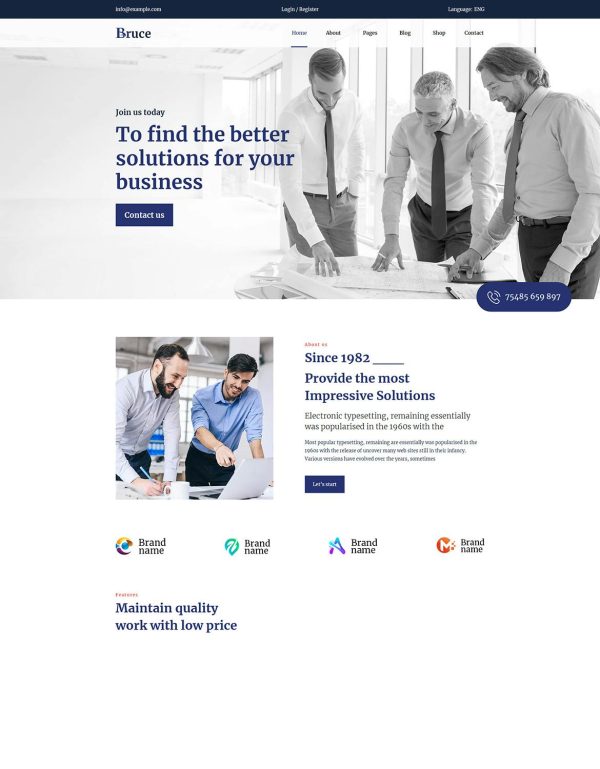 Download Bruce - Creative Multipurpose HTML Template Bruce is Multipurpose Creative & Business Bootstrap HTML Template, the design for corporate, busines