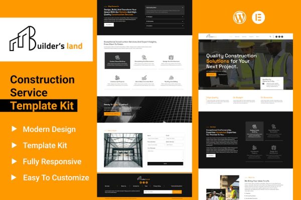 Download Builders Land - Construction & Building Elementor Template Kit