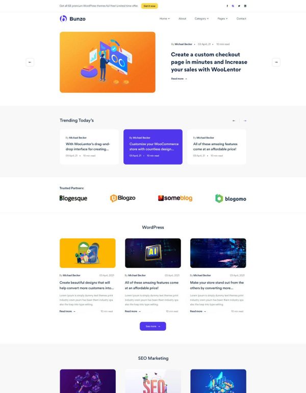 Download Bunzo - Blog Bootstrap 5 HTML Template Bunzo is a great option that you will not want to miss to establish your blog website.