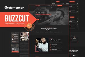 Download Buzzcut - Barbershop & Hair Studio Elementor Pro Template Kit