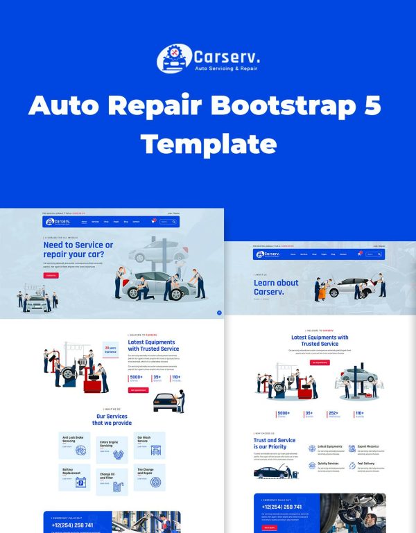 Download Carserv - Auto Repair Bootstrap 5 Template Auto Repair Bootstrap 5 Template, powered by the latest version of Bootstrap framework.